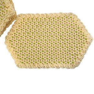 Vintage Boho Crochet Handmade Placemats 6qty. Home Accent Decor 70s 80s Eclectic